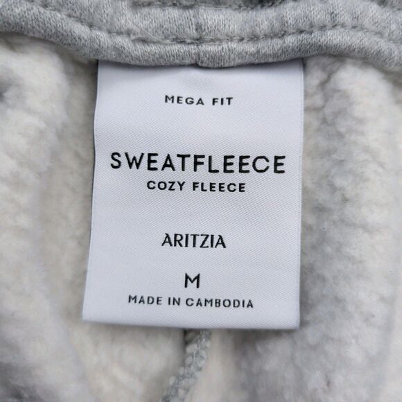 Aritzia Joggers Womens Medium Sweatfleece Cozy Fleece Mega Fit Gray Cargo - Picture 3 of 12